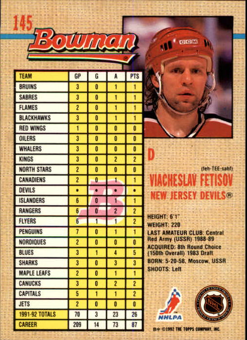 A8982- 1992-93 Bowman Hockey Karten 1-249 + Rookies -du Pick- 15 + Gratis US - Bild 273 von 407