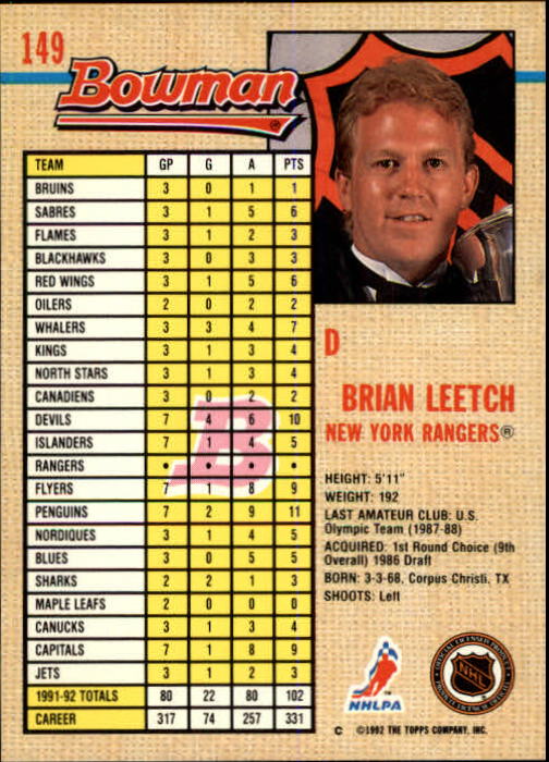 A8982- 1992-93 Bowman Hockey Karten 1-249 + Rookies -du Pick- 15 + Gratis US - Bild 279 von 407