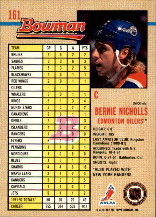 A8982- 1992-93 Bowman Hockey Karten 1-249 + Rookies -du Pick- 15 + Gratis US - Bild 299 von 407