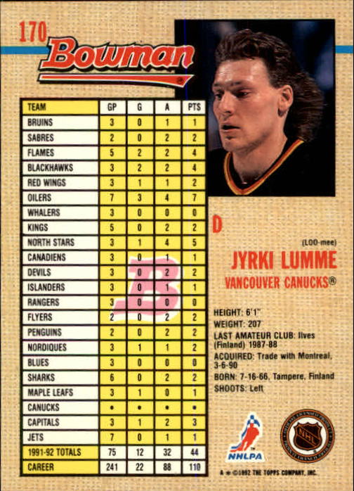 A8982- 1992-93 Bowman Hockey Karten 1-249 + Rookies -du Pick- 15 + Gratis US - Bild 317 von 407