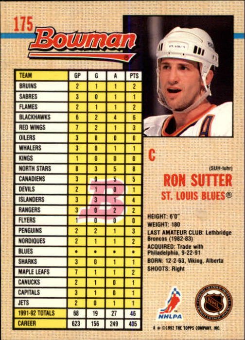 A8982- 1992-93 Bowman Hockey Karten 1-249 + Rookies -du Pick- 15 + Gratis US - Bild 327 von 407