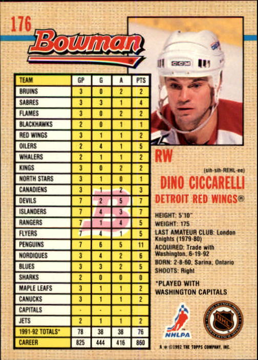 A8982- 1992-93 Bowman Hockey Karten 1-249 + Rookies -du Pick- 15 + Gratis US - Bild 329 von 407