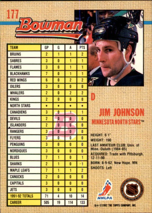 A8982- 1992-93 Bowman Hockey Karten 1-249 + Rookies -du Pick- 15 + Gratis US - Bild 331 von 407