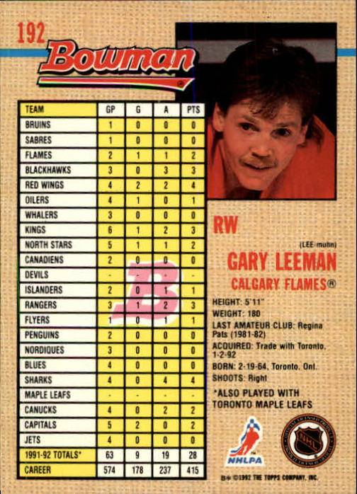 A8982- 1992-93 Bowman Hockey Karten 1-249 + Rookies -du Pick- 15 + Gratis US - Bild 353 von 407