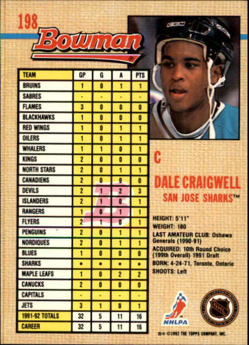 A8982- 1992-93 Bowman Hockey Karten 1-249 + Rookies -du Pick- 15 + Gratis US - Bild 365 von 407