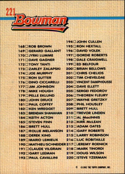 A8982- 1992-93 Bowman Hockey Karten 1-249 + Rookies -du Pick- 15 + Gratis US - Bild 383 von 407