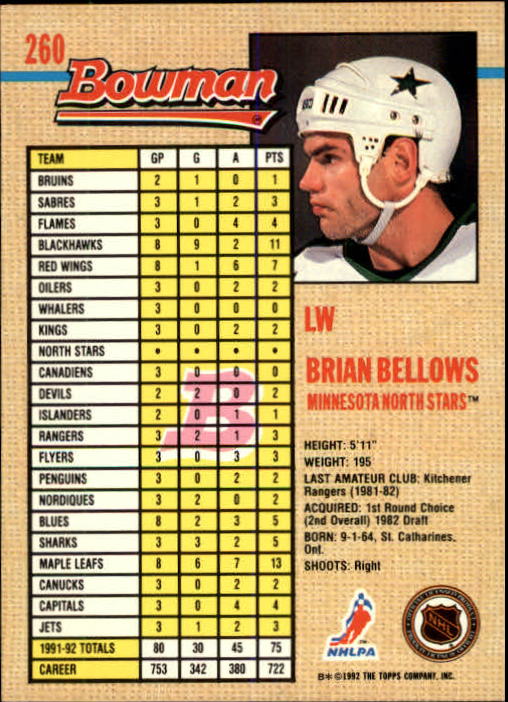A8982- 1992-93 Bowman Hockey #s 250-442 +Rookies -You Pick- 15+ FREE US SHIP - Picture 21 of 373