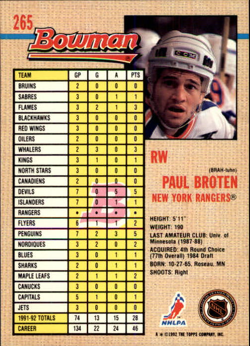 A8982- 1992-93 Bowman Hockey #s 250-442 +Rookies -You Pick- 15+ FREE US SHIP - Picture 31 of 373