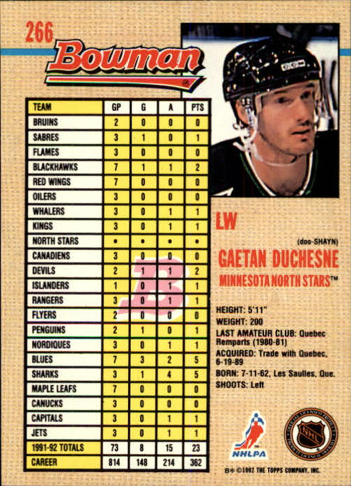 A8982- 1992-93 Bowman Hockey #s 250-442 +Rookies -You Pick- 15+ FREE US SHIP - Picture 33 of 373