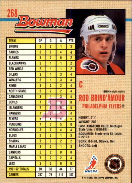 A8982- 1992-93 Bowman Hockey #s 250-442 +Rookies -You Pick- 15+ FREE US SHIP - Picture 37 of 373
