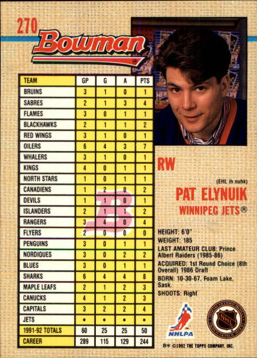 A8982- 1992-93 Bowman Hockey #s 250-442 +Rookies -You Pick- 15+ FREE US SHIP - Picture 41 of 373