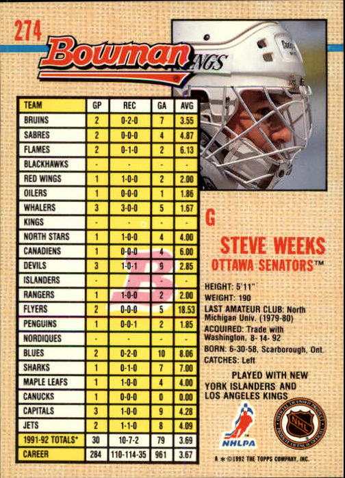 A8982- 1992-93 Bowman Hockey #s 250-442 +Rookies -You Pick- 15+ FREE US SHIP - Picture 49 of 373