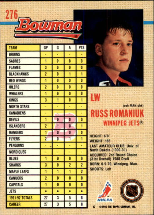 A8982- 1992-93 Bowman Hockey #s 250-442 +Rookies -You Pick- 15+ FREE US SHIP - Picture 53 of 373