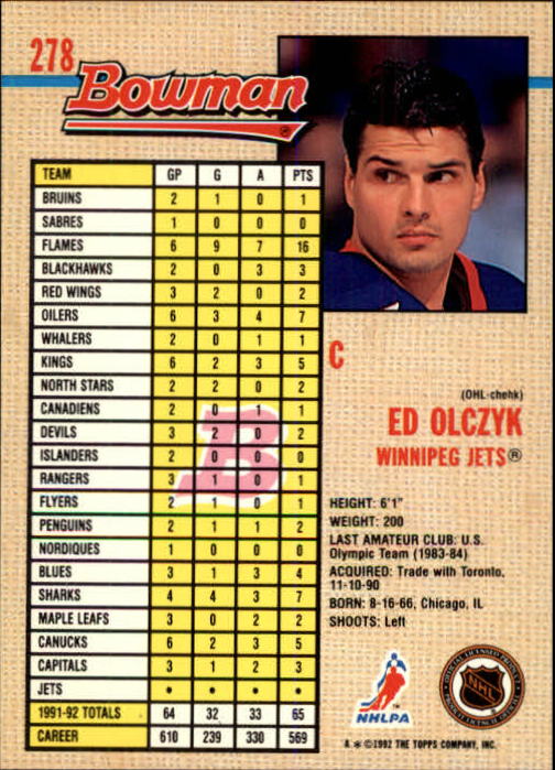 A8982- 1992-93 Bowman Hockey #s 250-442 +Rookies -You Pick- 15+ FREE US SHIP - Picture 57 of 373