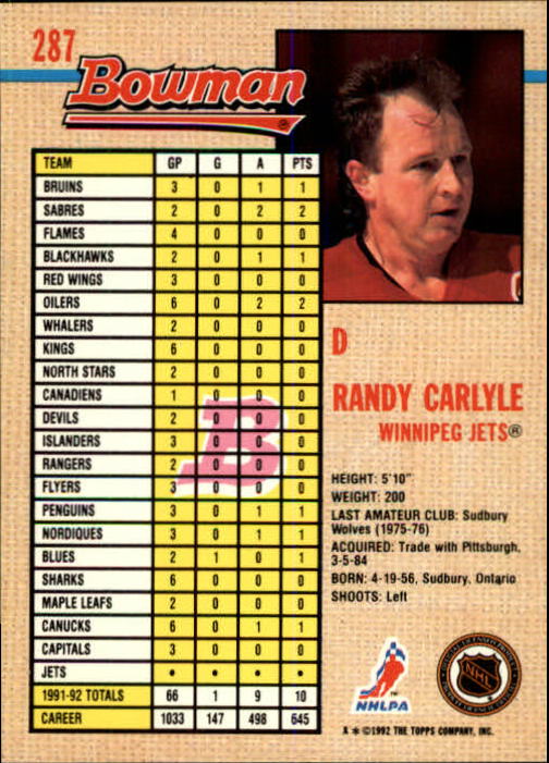 A8982- 1992-93 Bowman Hockey #s 250-442 +Rookies -You Pick- 15+ FREE US SHIP - Picture 75 of 373