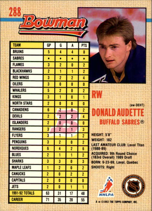 A8982- 1992-93 Bowman Hockey #s 250-442 +Rookies -You Pick- 15+ FREE US SHIP - Picture 77 of 373