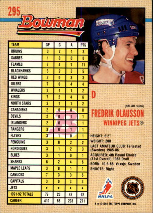 A8982- 1992-93 Bowman Hockey #s 250-442 +Rookies -You Pick- 15+ FREE US SHIP - Picture 89 of 373
