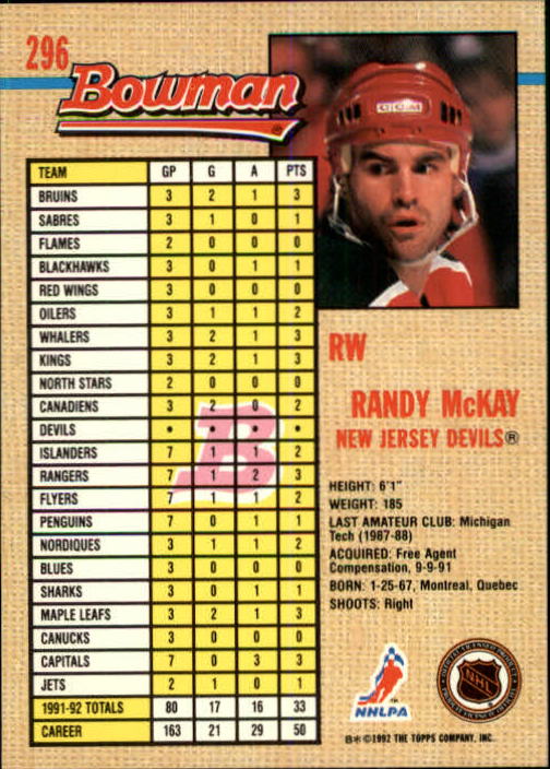 A8982- 1992-93 Bowman Hockey #s 250-442 +Rookies -You Pick- 15+ FREE US SHIP - Picture 91 of 373