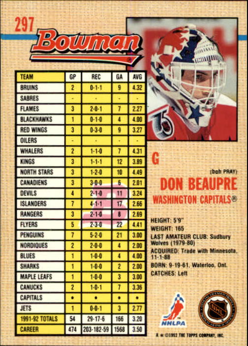 A8982- 1992-93 Bowman Hockey #s 250-442 +Rookies -You Pick- 15+ FREE US SHIP - Picture 93 of 373