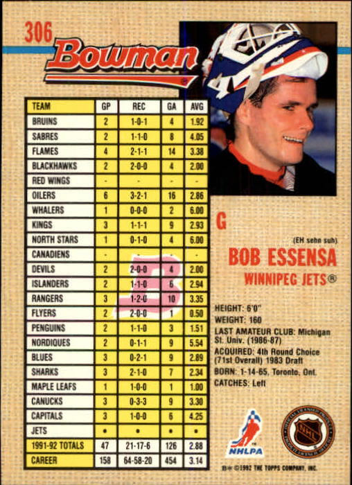 A8982- 1992-93 Bowman Hockey #s 250-442 +Rookies -You Pick- 15+ FREE US SHIP - Picture 109 of 373
