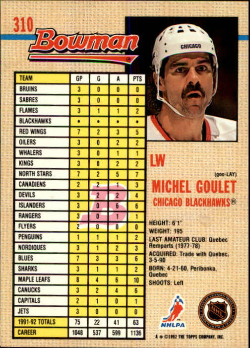 A8982- 1992-93 Bowman Hockey #s 250-442 +Rookies -You Pick- 15+ FREE US SHIP - Picture 117 of 373