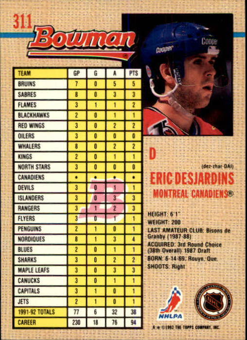 A8982- 1992-93 Bowman Hockey #s 250-442 +Rookies -You Pick- 15+ FREE US SHIP - Picture 119 of 373