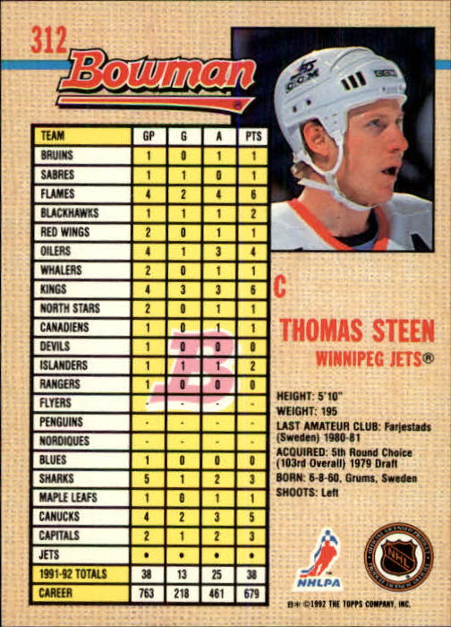 A8982- 1992-93 Bowman Hockey #s 250-442 +Rookies -You Pick- 15+ FREE US SHIP - Picture 121 of 373