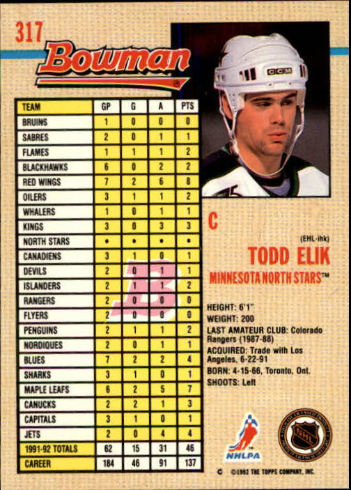 A8982- 1992-93 Bowman Hockey #s 250-442 +Rookies -You Pick- 15+ FREE US SHIP - Picture 131 of 373