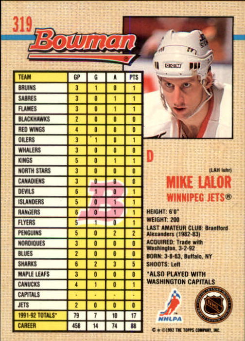 A8982- 1992-93 Bowman Hockey #s 250-442 +Rookies -You Pick- 15+ FREE US SHIP - Picture 135 of 373