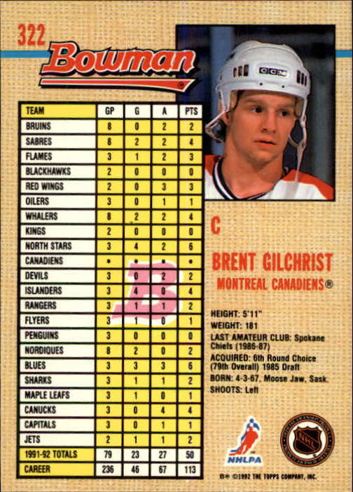 A8982- 1992-93 Bowman Hockey #s 250-442 +Rookies -You Pick- 15+ FREE US SHIP - Picture 141 of 373