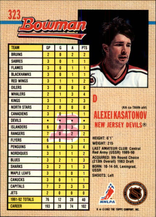 A8982- 1992-93 Bowman Hockey #s 250-442 +Rookies -You Pick- 15+ FREE US SHIP - Picture 143 of 373