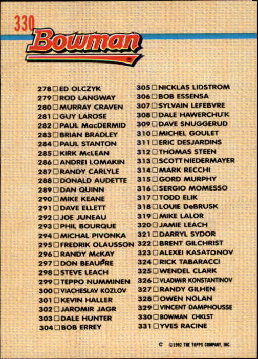 A8982- 1992-93 Bowman Hockey #s 250-442 +Rookies -You Pick- 15+ FREE US SHIP - Picture 157 of 373