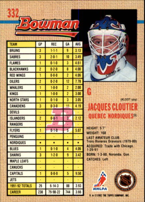 A8982- 1992-93 Bowman Hockey #s 250-442 +Rookies -You Pick- 15+ FREE US SHIP - Picture 161 of 373