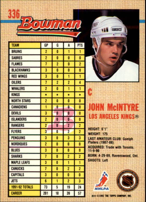 A8982- 1992-93 Bowman Hockey #s 250-442 +Rookies -You Pick- 15+ FREE US SHIP - Picture 169 of 373