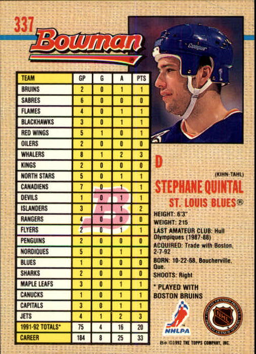 A8982- 1992-93 Bowman Hockey #s 250-442 +Rookies -You Pick- 15+ FREE US SHIP - Picture 171 of 373