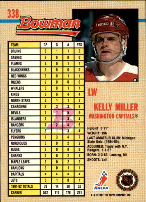 A8982- 1992-93 Bowman Hockey #s 250-442 +Rookies -You Pick- 15+ FREE US SHIP - Picture 173 of 373