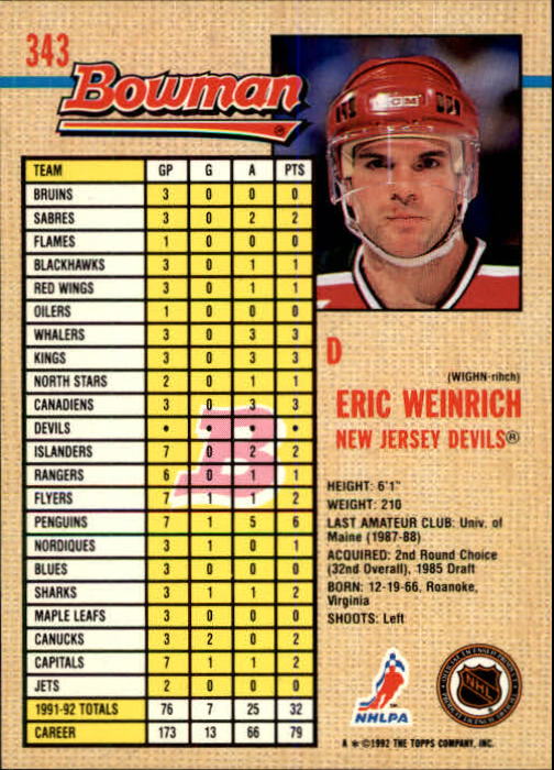 A8982- 1992-93 Bowman Hockey #s 250-442 +Rookies -You Pick- 15+ FREE US SHIP - Picture 183 of 373