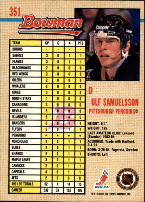 A8982- 1992-93 Bowman Hockey #s 250-442 +Rookies -You Pick- 15+ FREE US SHIP - Picture 199 of 373