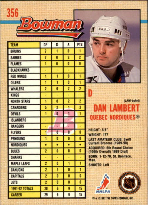 A8982- 1992-93 Bowman Hockey #s 250-442 +Rookies -You Pick- 15+ FREE US SHIP - Picture 209 of 373