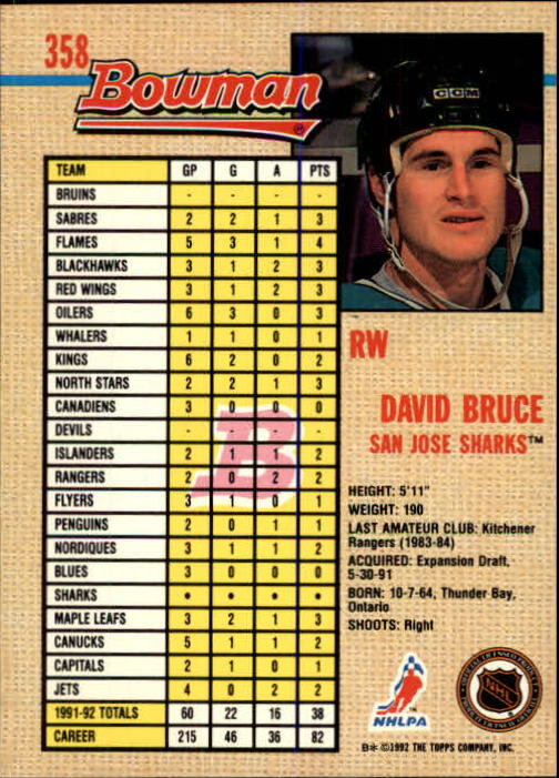 A8982- 1992-93 Bowman Hockey #s 250-442 +Rookies -You Pick- 15+ FREE US SHIP - Picture 213 of 373