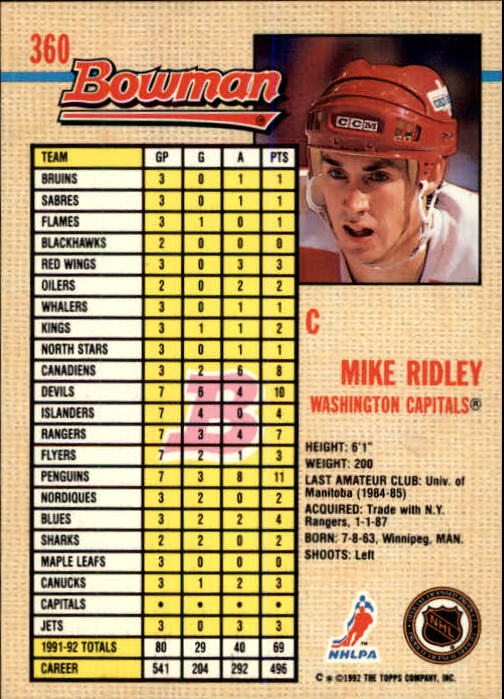 A8982- 1992-93 Bowman Hockey #s 250-442 +Rookies -You Pick- 15+ FREE US SHIP - Picture 217 of 373