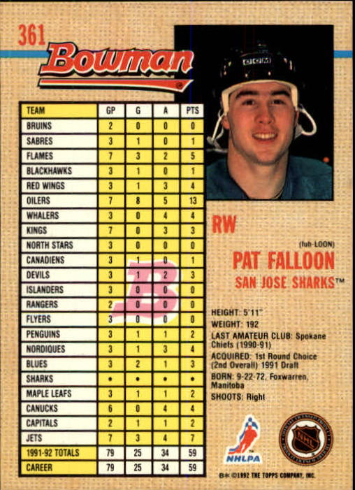A8982- 1992-93 Bowman Hockey #s 250-442 +Rookies -You Pick- 15+ FREE US SHIP - Picture 219 of 373