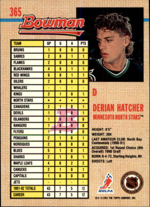 A8982- 1992-93 Bowman Hockey #s 250-442 +Rookies -You Pick- 15+ FREE US SHIP - Picture 227 of 373