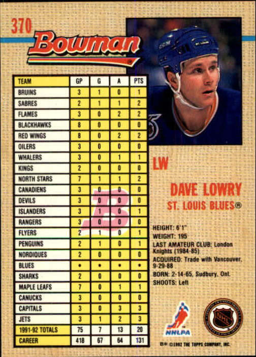 A8982- 1992-93 Bowman Hockey #s 250-442 +Rookies -You Pick- 15+ FREE US SHIP - Picture 237 of 373