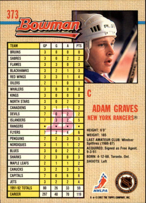 A8982- 1992-93 Bowman Hockey #s 250-442 +Rookies -You Pick- 15+ FREE US SHIP - Picture 243 of 373