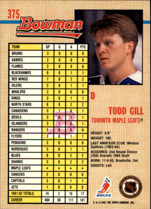 A8982- 1992-93 Bowman Hockey #s 250-442 +Rookies -You Pick- 15+ FREE US SHIP - Picture 247 of 373