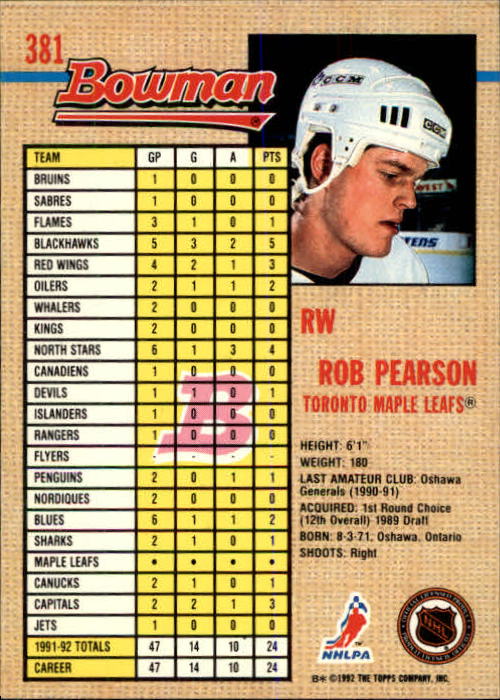 A8982- 1992-93 Bowman Hockey #s 250-442 +Rookies -You Pick- 15+ FREE US SHIP - Picture 259 of 373