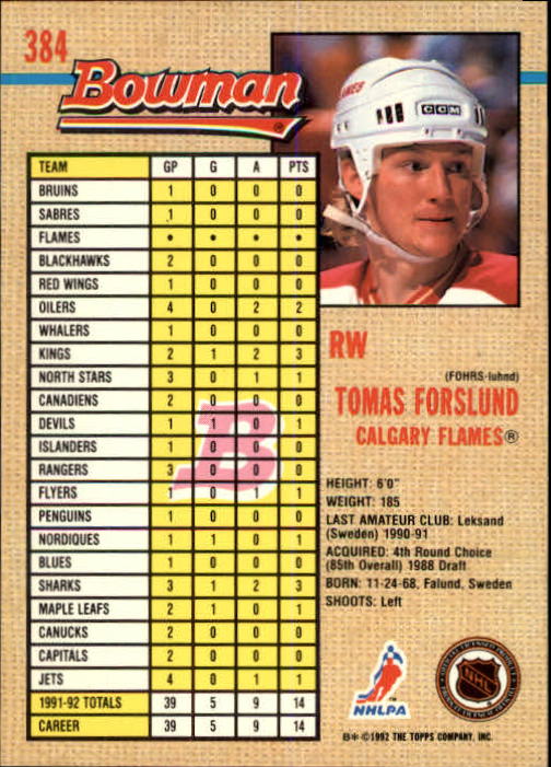 A8982- 1992-93 Bowman Hockey #s 250-442 +Rookies -You Pick- 15+ FREE US SHIP - Picture 265 of 373