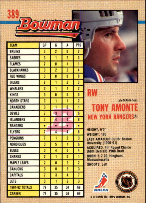 A8982- 1992-93 Bowman Hockey #s 250-442 +Rookies -You Pick- 15+ FREE US SHIP - Picture 275 of 373