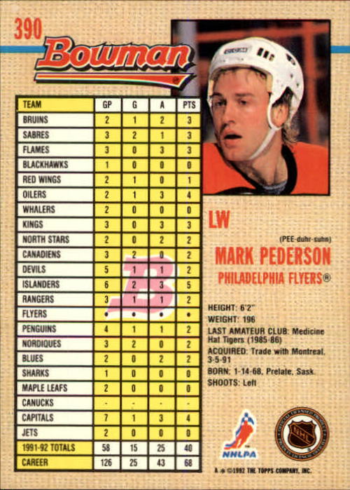 A8982- 1992-93 Bowman Hockey #s 250-442 +Rookies -You Pick- 15+ FREE US SHIP - Picture 277 of 373